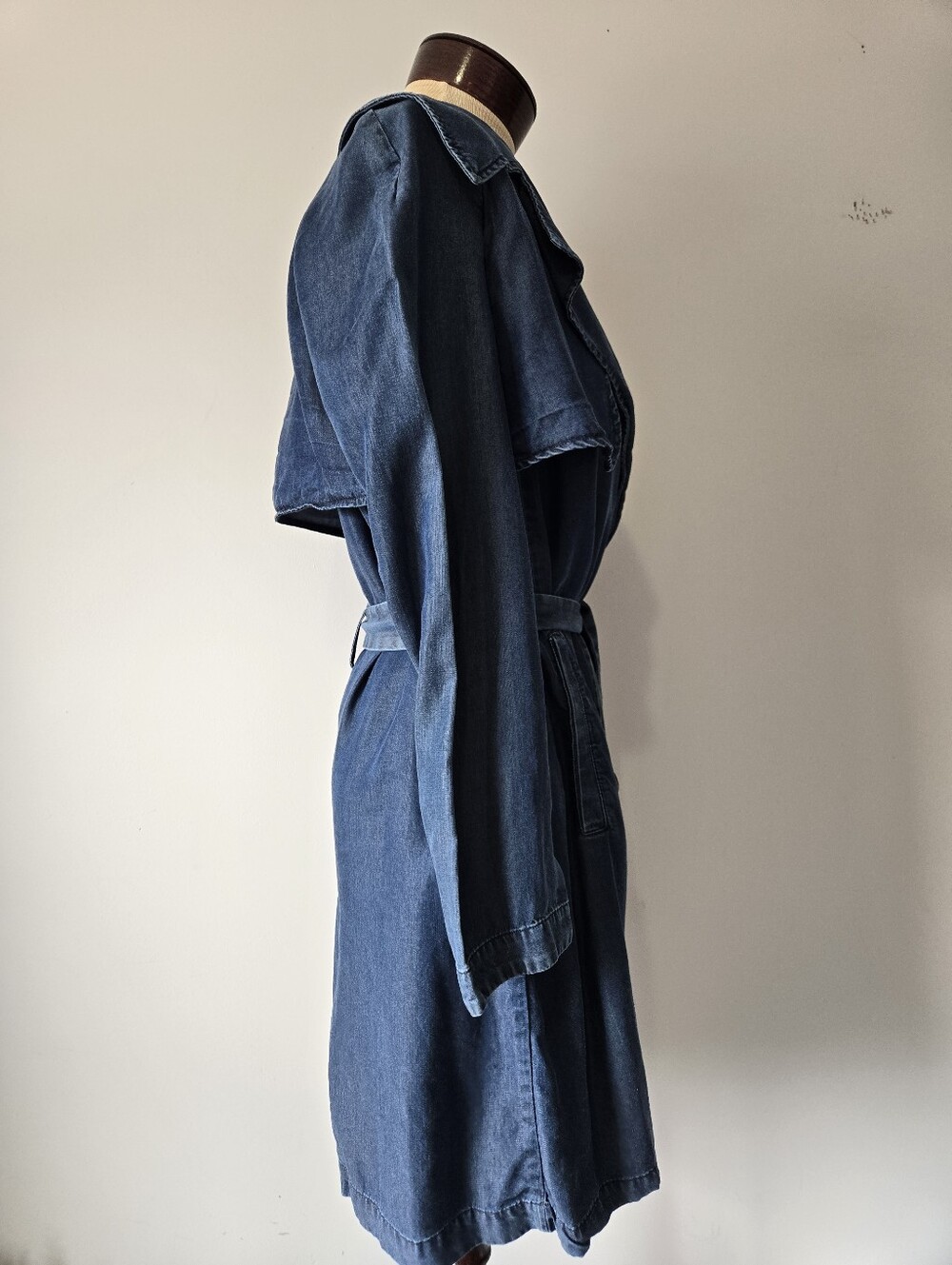 Zara Lightweight Lyocell Denim Belted Trench Coat. Size Small - Picture 6 of 14
